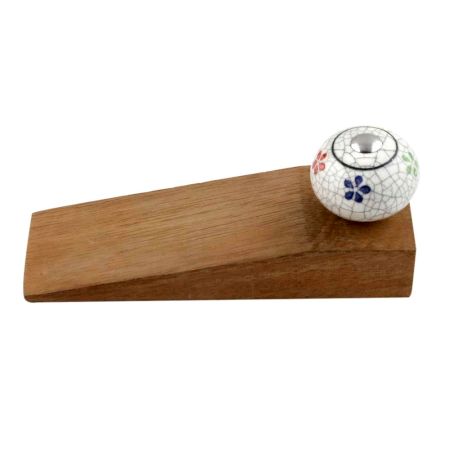 Mixed Floral Crackle Ceramic Wooden Door Stopper